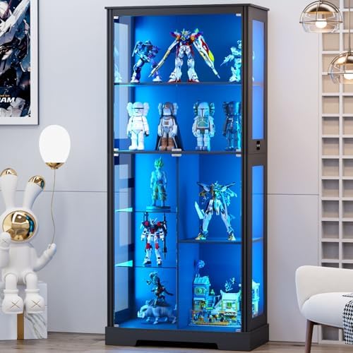 Glass Cabinet Display - 71'' Display Cabinet with 5-Tier and