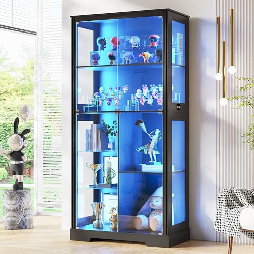 Glass Cabinet Display - 71” Glass Display Cabinet with RGB