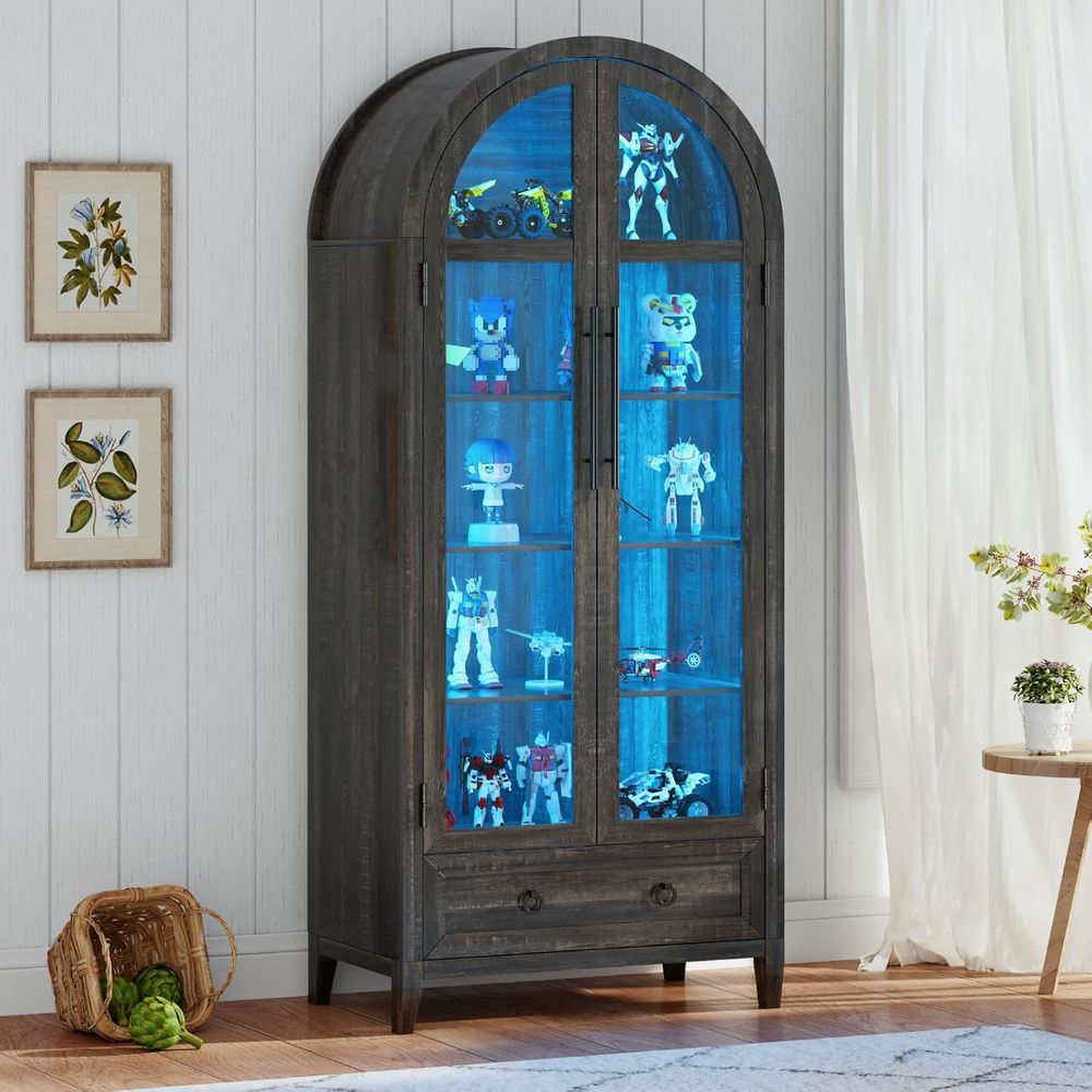 73 Arched Glass Display Cabine - đánh giá và giá Glass Cabinet Display