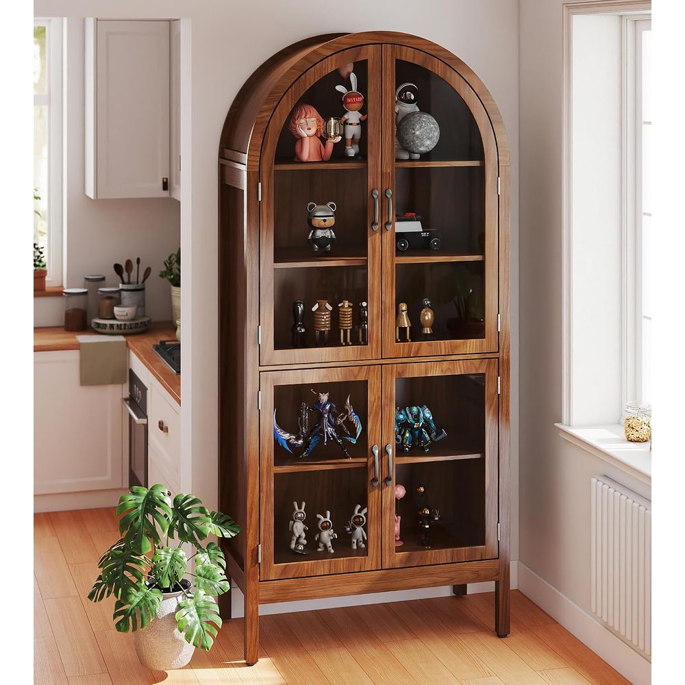 70.9 Tall Walnut Acrylic Glass - đánh giá và giá Glass Cabinet Display