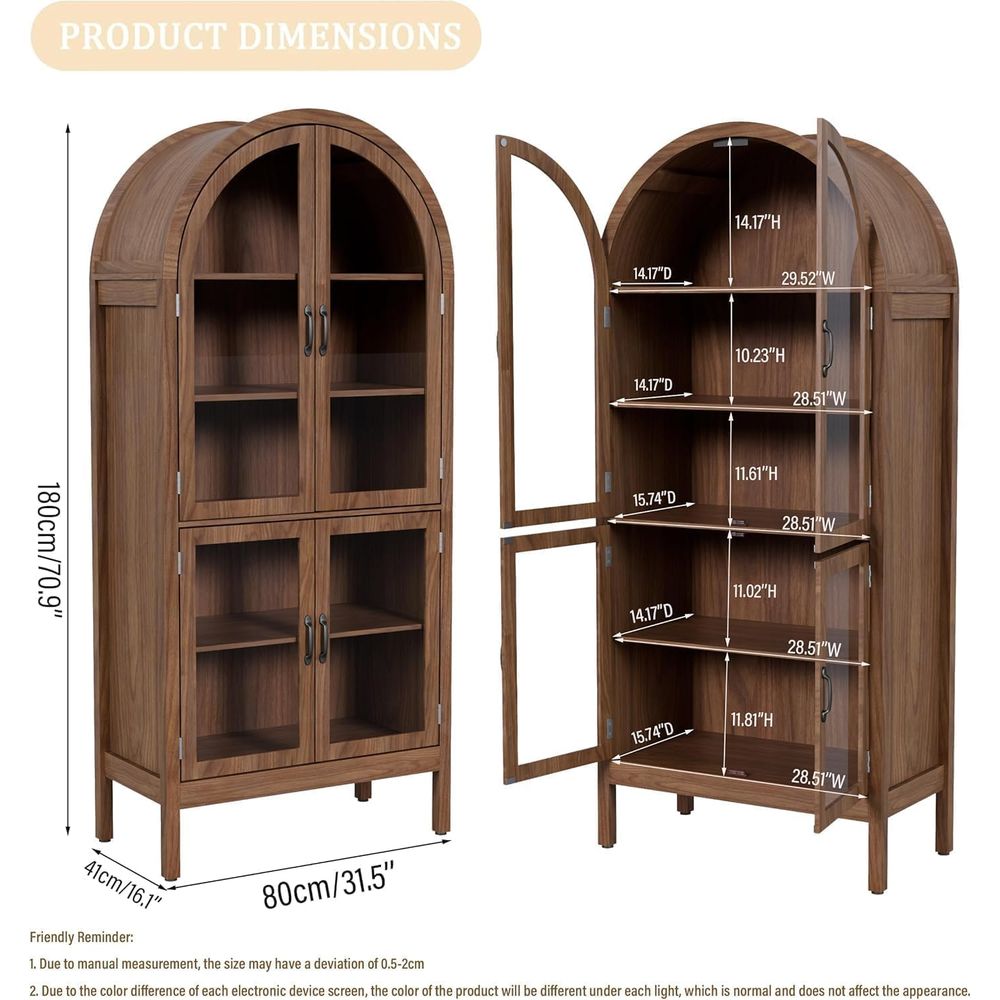 70.9 Tall Walnut Acrylic Glass - đánh giá và giá Glass Cabinet Display