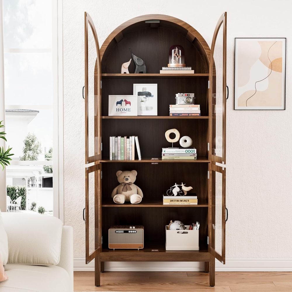 70.9 Tall Walnut Acrylic Glass - đánh giá và giá Glass Cabinet Display