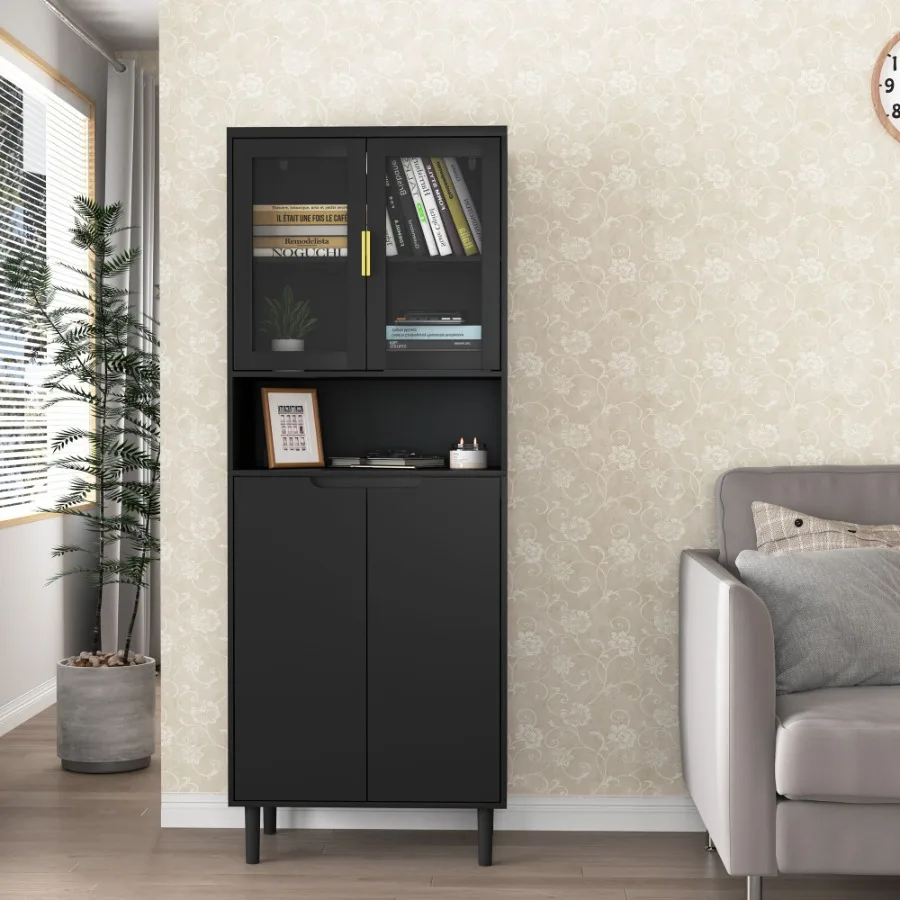 Tall Storage Bookcase with 2 G - đánh giá và giá Glass Cabinet Display