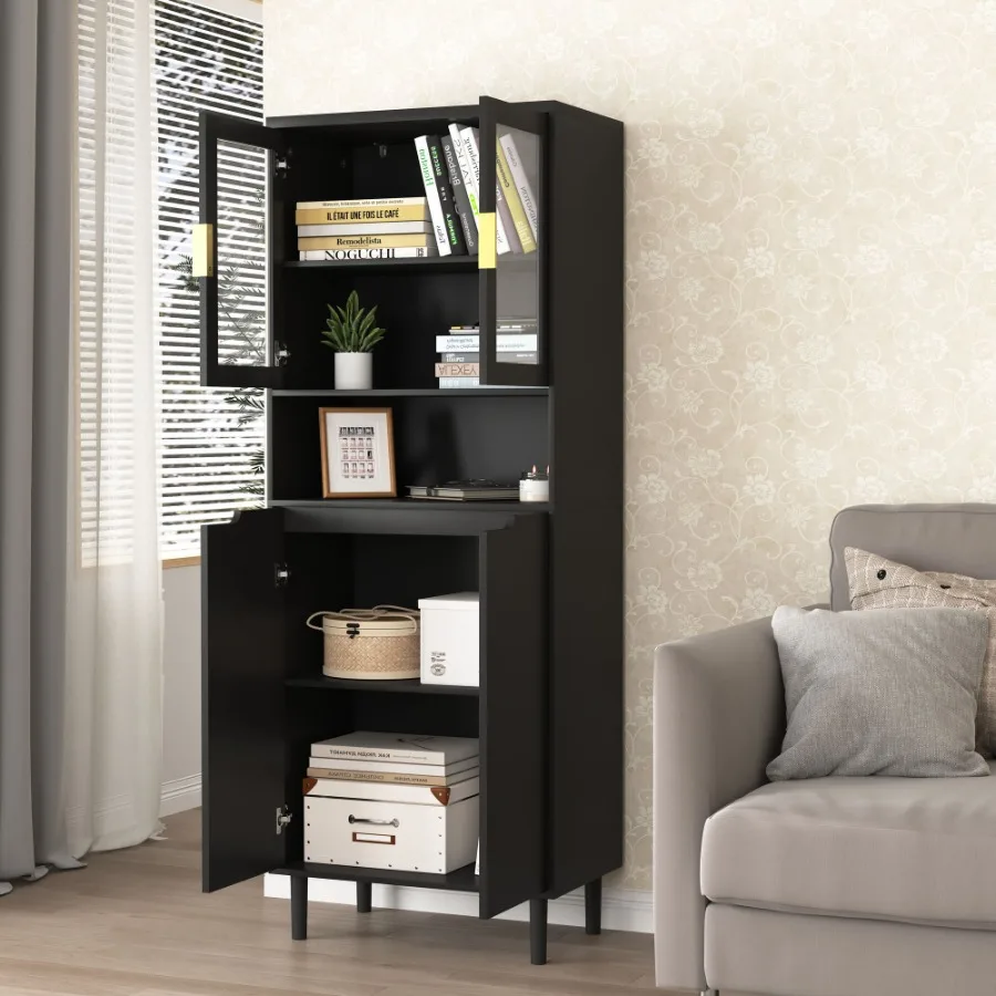 Tall Storage Bookcase with 2 G - đánh giá và giá Glass Cabinet Display