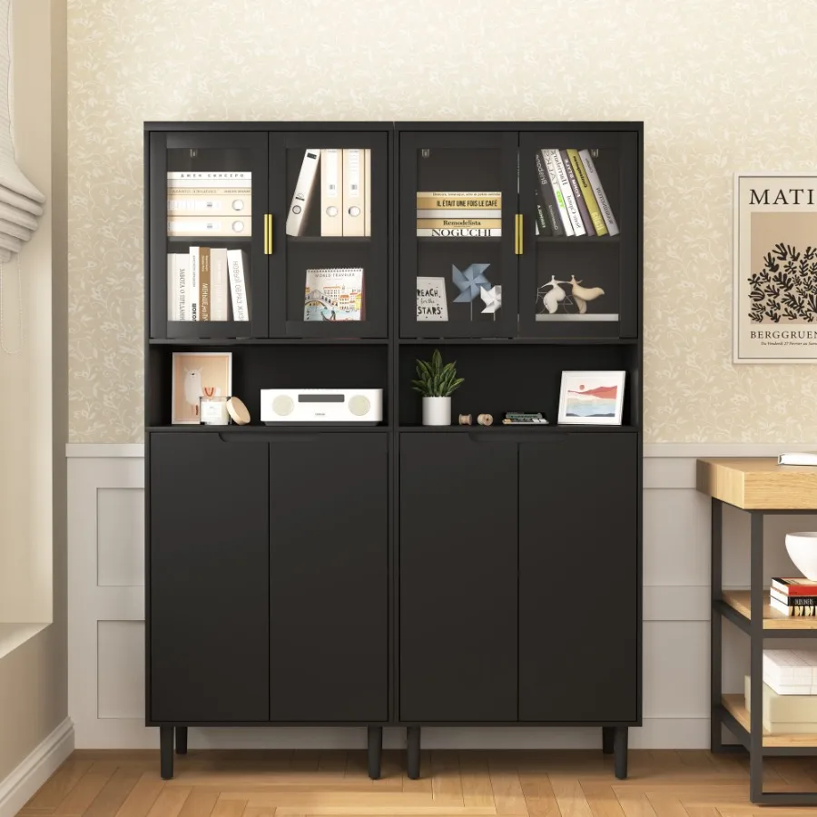 Tall Storage Bookcase with 2 G - đánh giá và giá Glass Cabinet Display