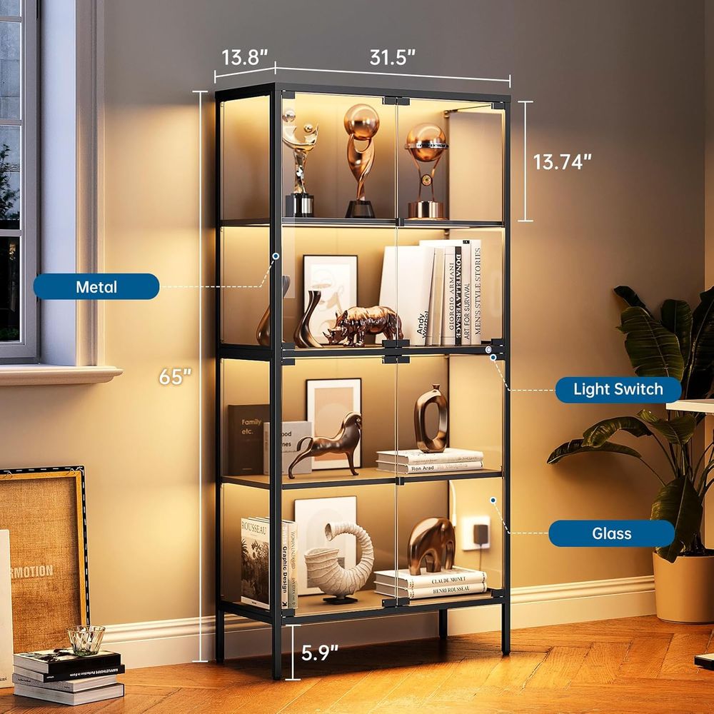 65 LED-Illuminated Glass Displ - đánh giá và giá Glass Cabinet Display