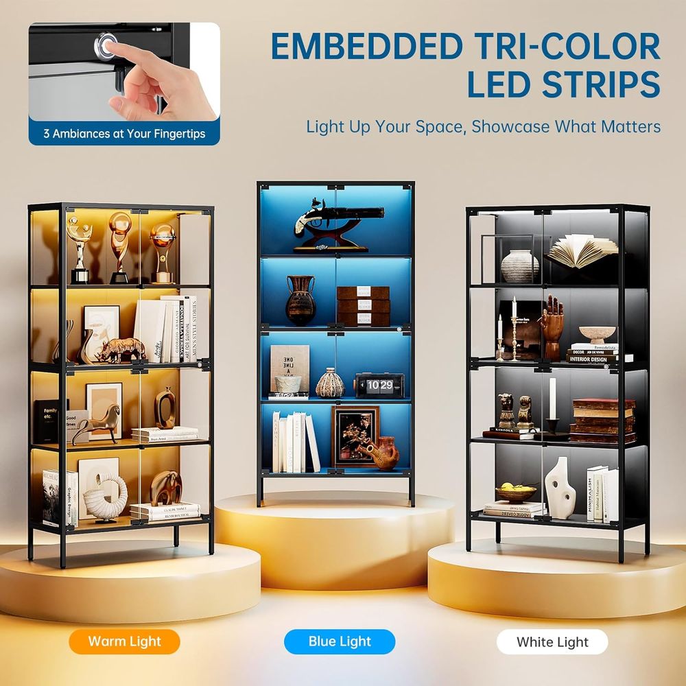 65 LED-Illuminated Glass Displ - đánh giá và giá Glass Cabinet Display