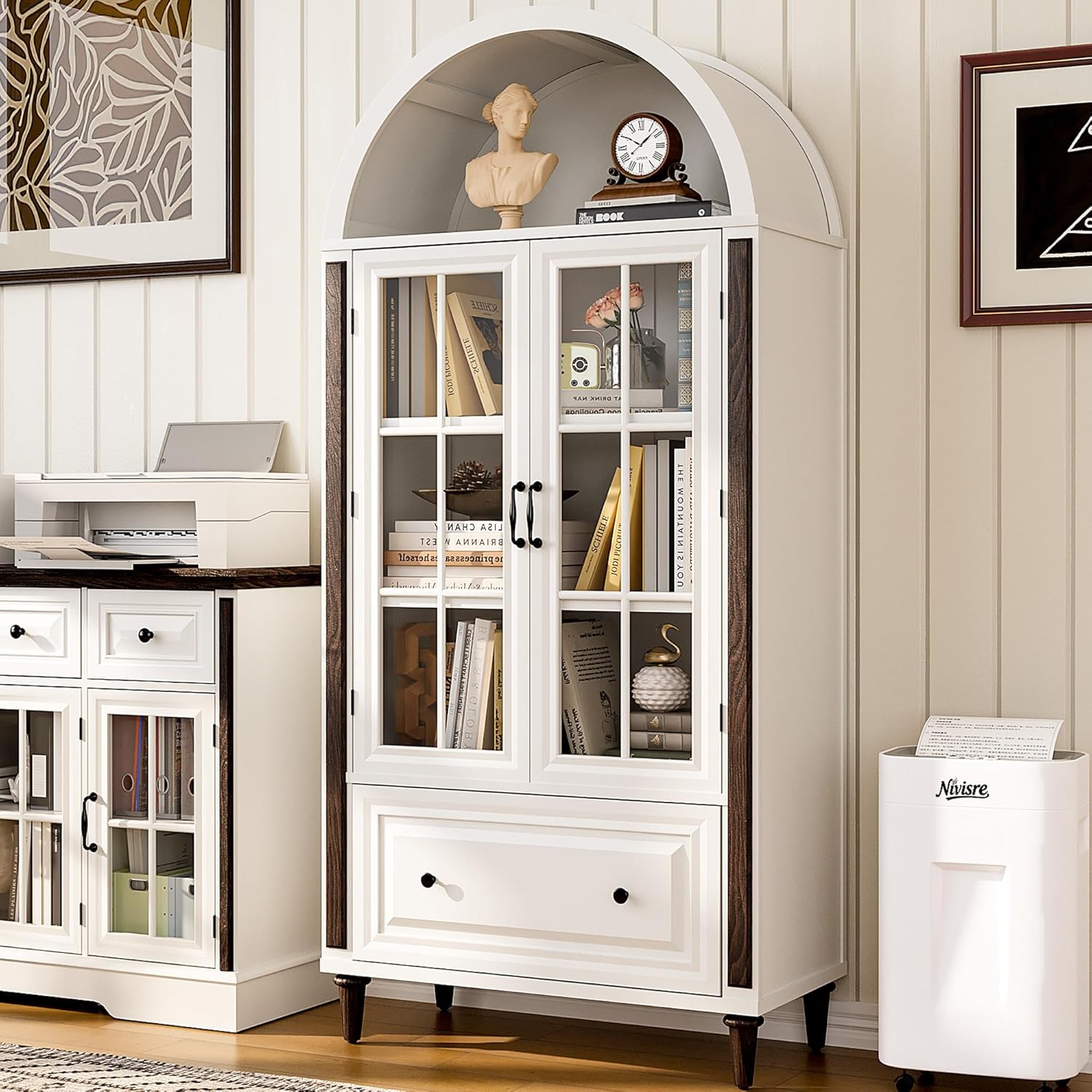71” Handcrafted Arched Bookcas - đánh giá và giá Glass Cabinet Display