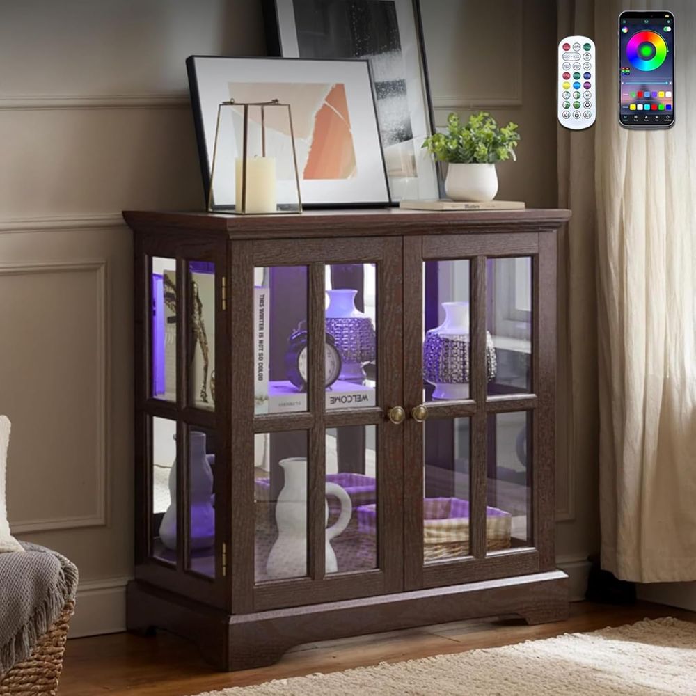 32 High LED-Lit Curio Cabinet  - đánh giá và giá Glass Cabinet Display