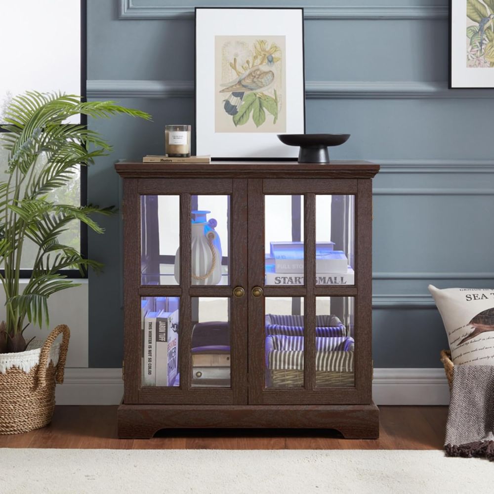 32 High LED-Lit Curio Cabinet  - đánh giá và giá Glass Cabinet Display
