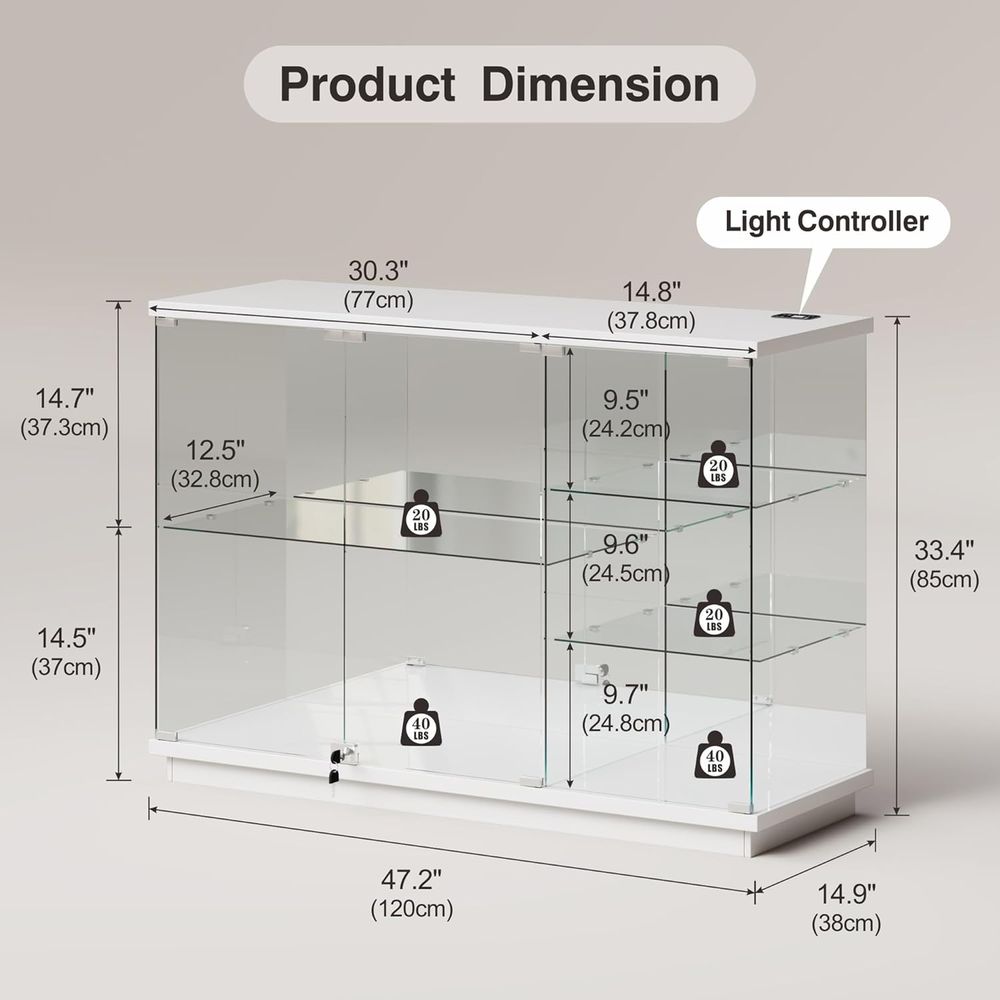 White High Gloss Glass Display - đánh giá và giá Glass Cabinet Display